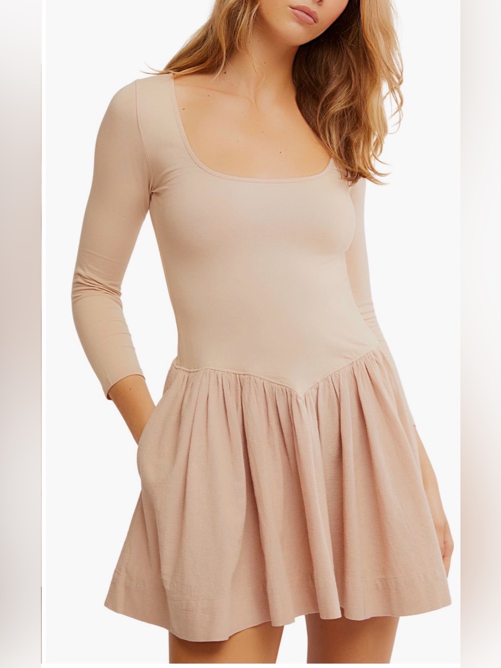 Free People Blush Long-Sleeve Scoop Mini Dress - Picture 2 of 7